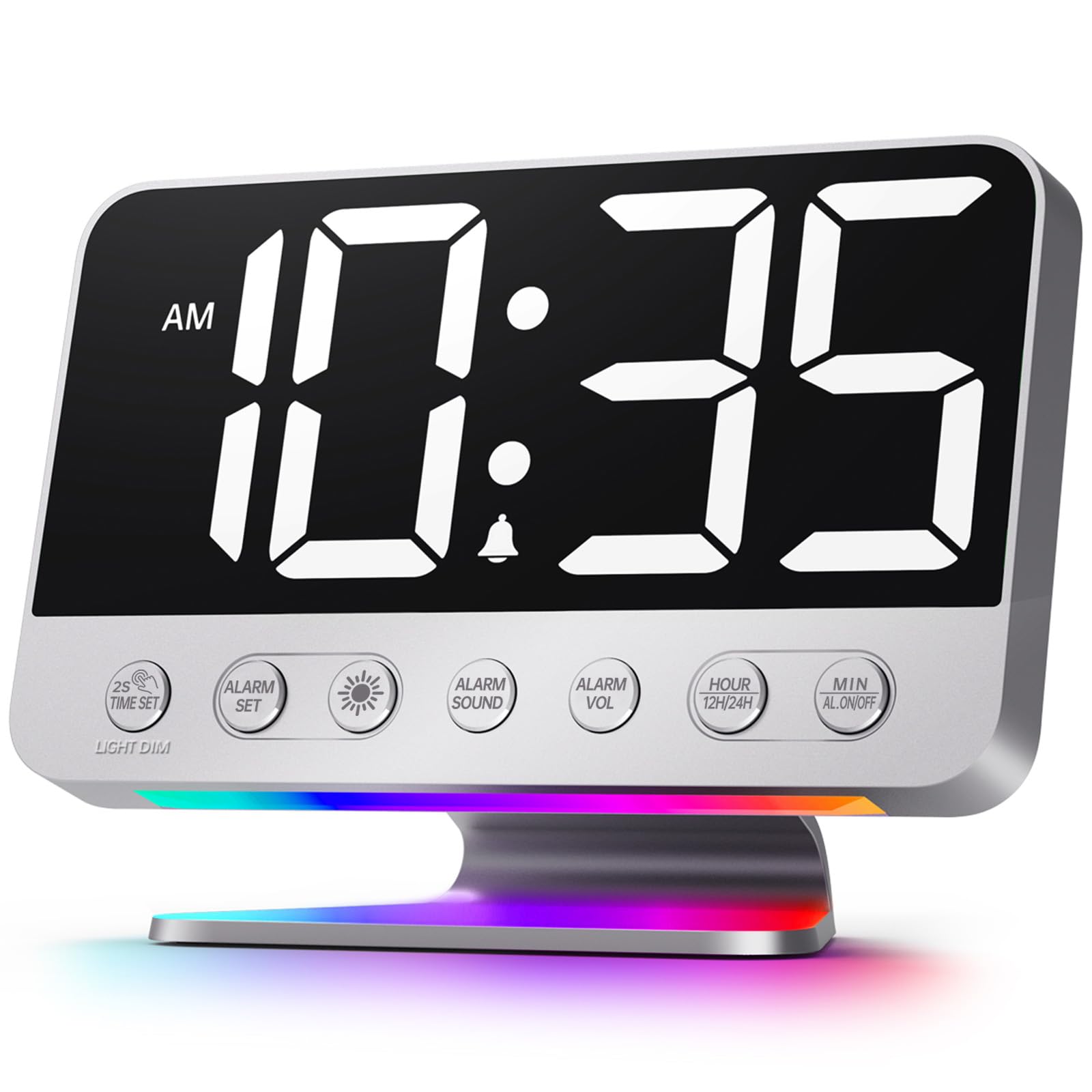 Odokee Digital Alarm Clocks for Bedrooms: Large Bold Number 5 Brightness Dimmer - Easy to Read Across The Room - 5 Alarm Sound 8 Night Light - Red