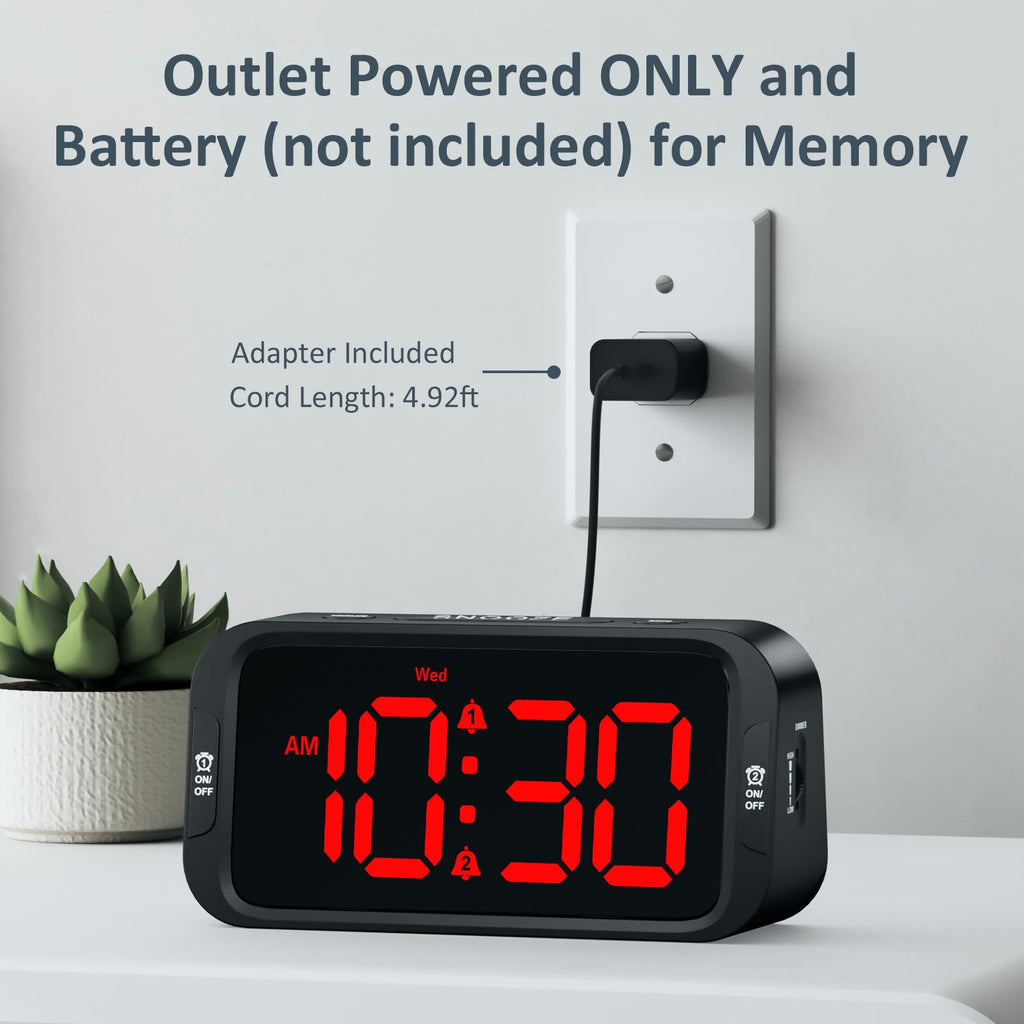 Odokee Digital Dual Alarm Clock for Bedroom, 0-100% Dimmer, Weekday/Weekend Mode, Easy to Set, USB Charger, Adjustable Alarm Volume with 5 Alarm Sounds, Snooze, 12/24Hr, Battery Backup (Wood Grain)