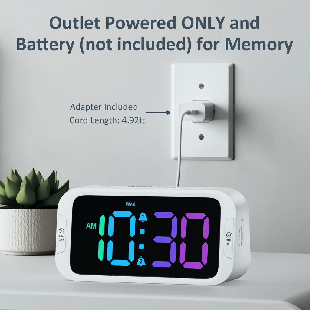 Odokee Digital Dual Alarm Clock for Bedroom, 0-100% Dimmer, Weekday/Weekend Mode, Easy to Set, USB Charger, Adjustable Alarm Volume with 5 Alarm Sounds, Snooze, 12/24Hr, Battery Backup (Wood Grain)