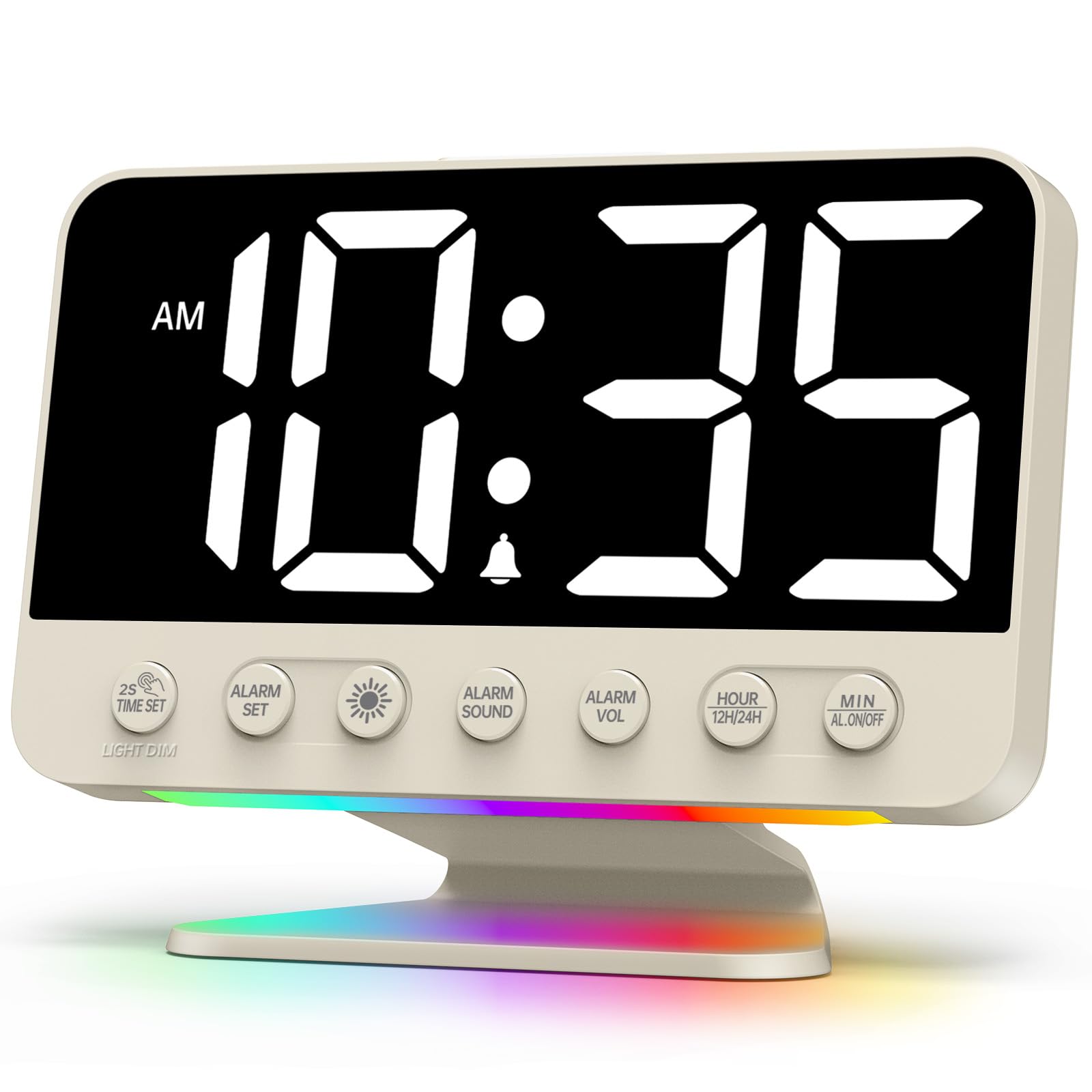Odokee Digital Alarm Clocks for Bedrooms: Large Bold Number 5 Brightness Dimmer - Easy to Read Across The Room - 5 Alarm Sound 8 Night Light - Red