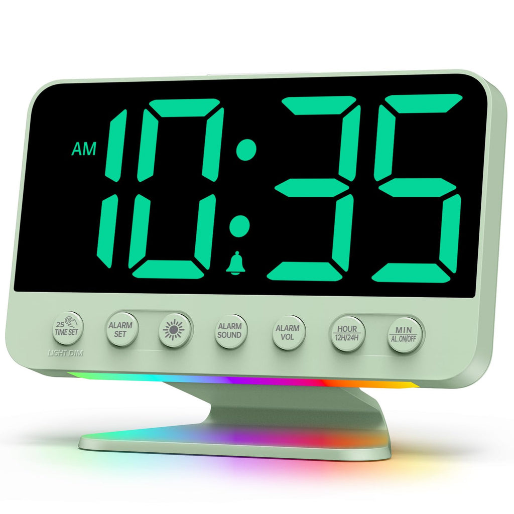 Odokee Digital Alarm Clocks for Bedrooms: Large Bold Number 5 Brightness Dimmer - Easy to Read Across The Room - 5 Alarm Sound 8 Night Light - Red