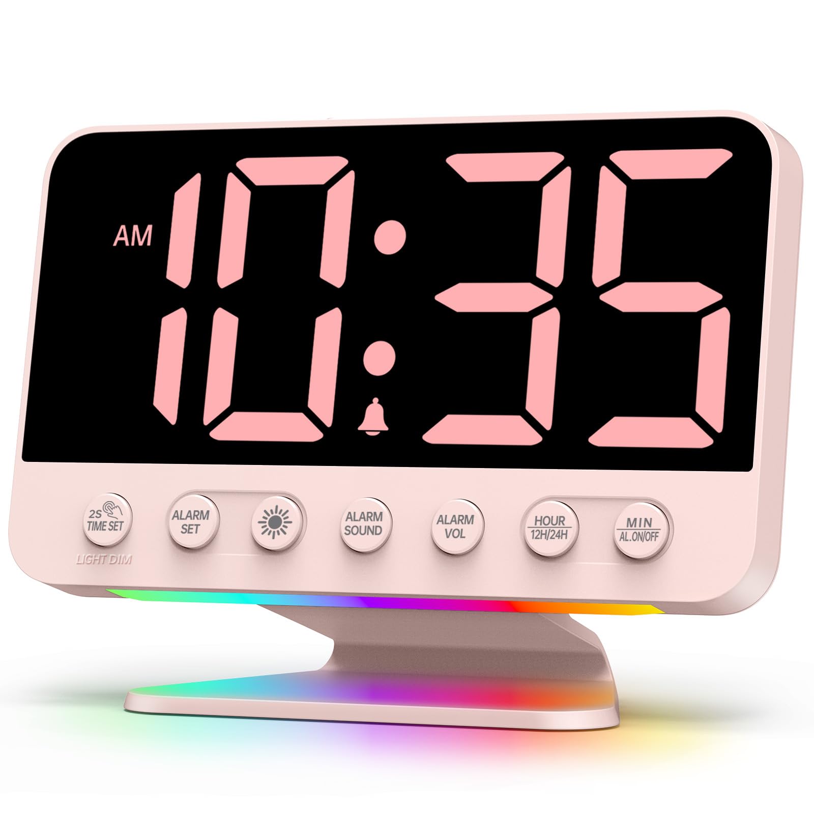 Odokee Digital Alarm Clocks for Bedrooms: Large Bold Number 5 Brightness Dimmer - Easy to Read Across The Room - 5 Alarm Sound 8 Night Light - Red