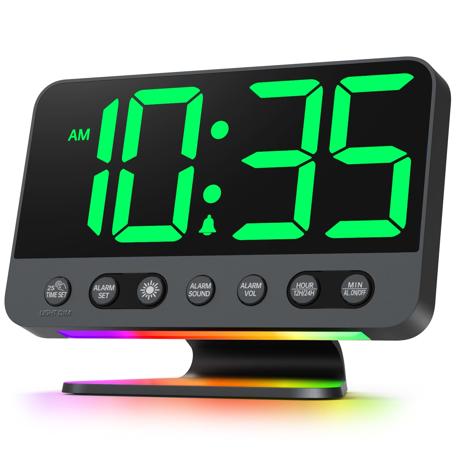 Odokee Digital Alarm Clocks for Bedrooms: Large Bold Number 5 Brightness Dimmer - Easy to Read Across The Room - 5 Alarm Sound 8 Night Light - Red