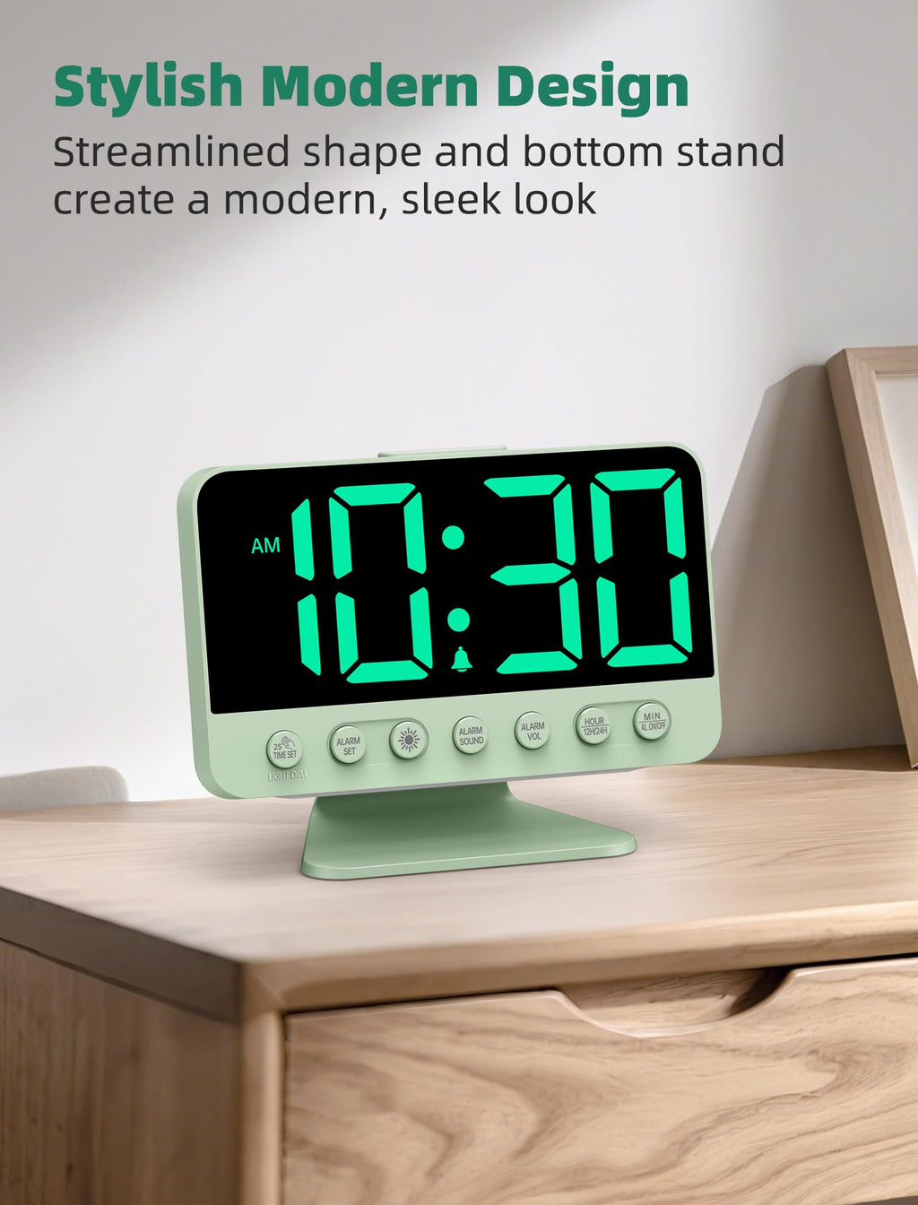 Odokee Digital Alarm Clocks for Bedrooms: Large Bold Number 5 Brightness Dimmer - Easy to Read Across The Room - 5 Alarm Sound 8 Night Light - Red