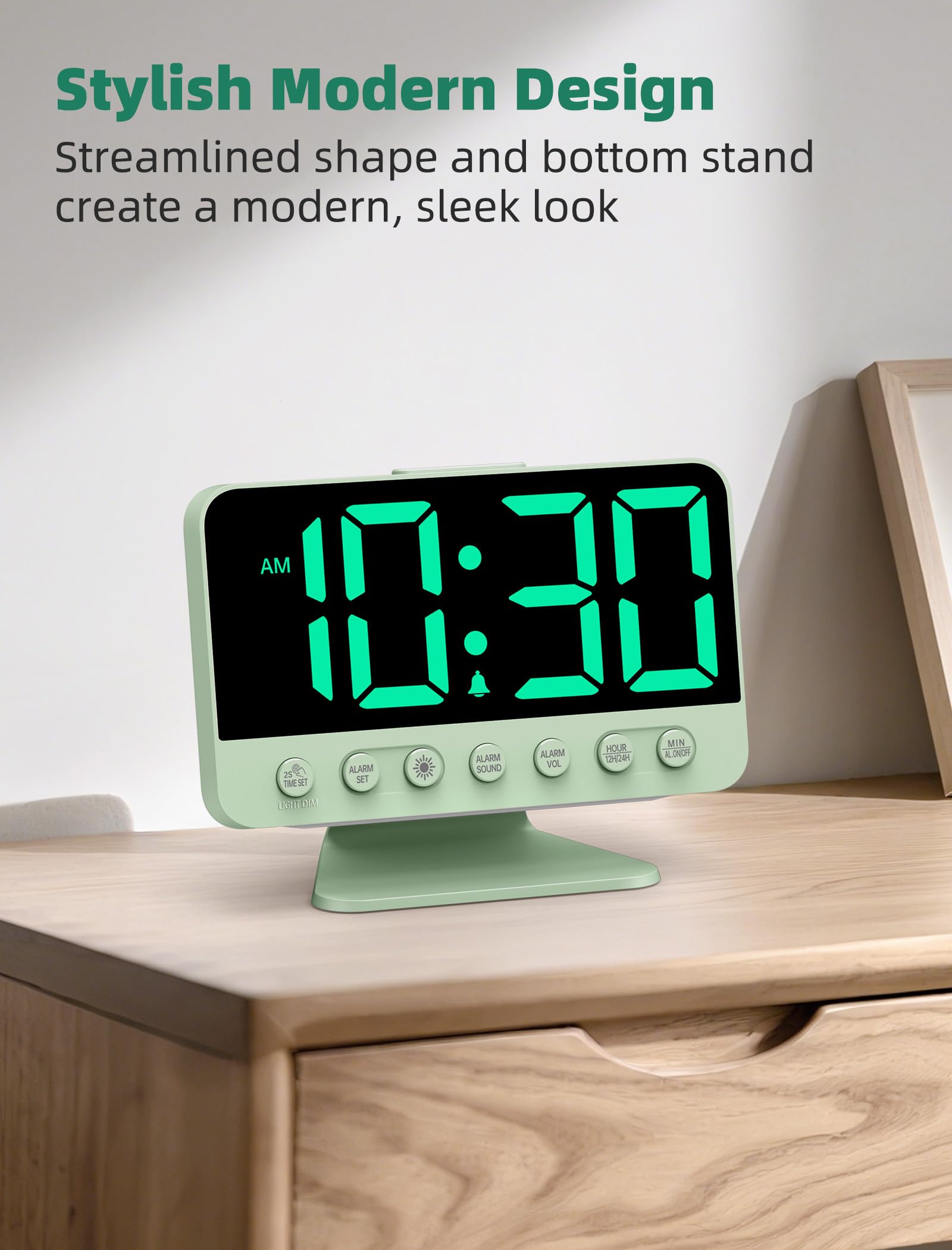 Odokee Digital Alarm Clocks for Bedrooms: Large Bold Number 5 Brightness Dimmer - Easy to Read Across The Room - 5 Alarm Sound 8 Night Light - Red