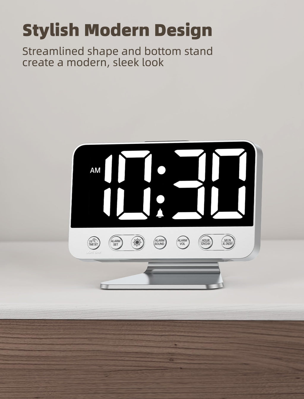 Odokee Digital Alarm Clocks for Bedrooms: Large Bold Number 5 Brightness Dimmer - Easy to Read Across The Room - 5 Alarm Sound 8 Night Light - Red