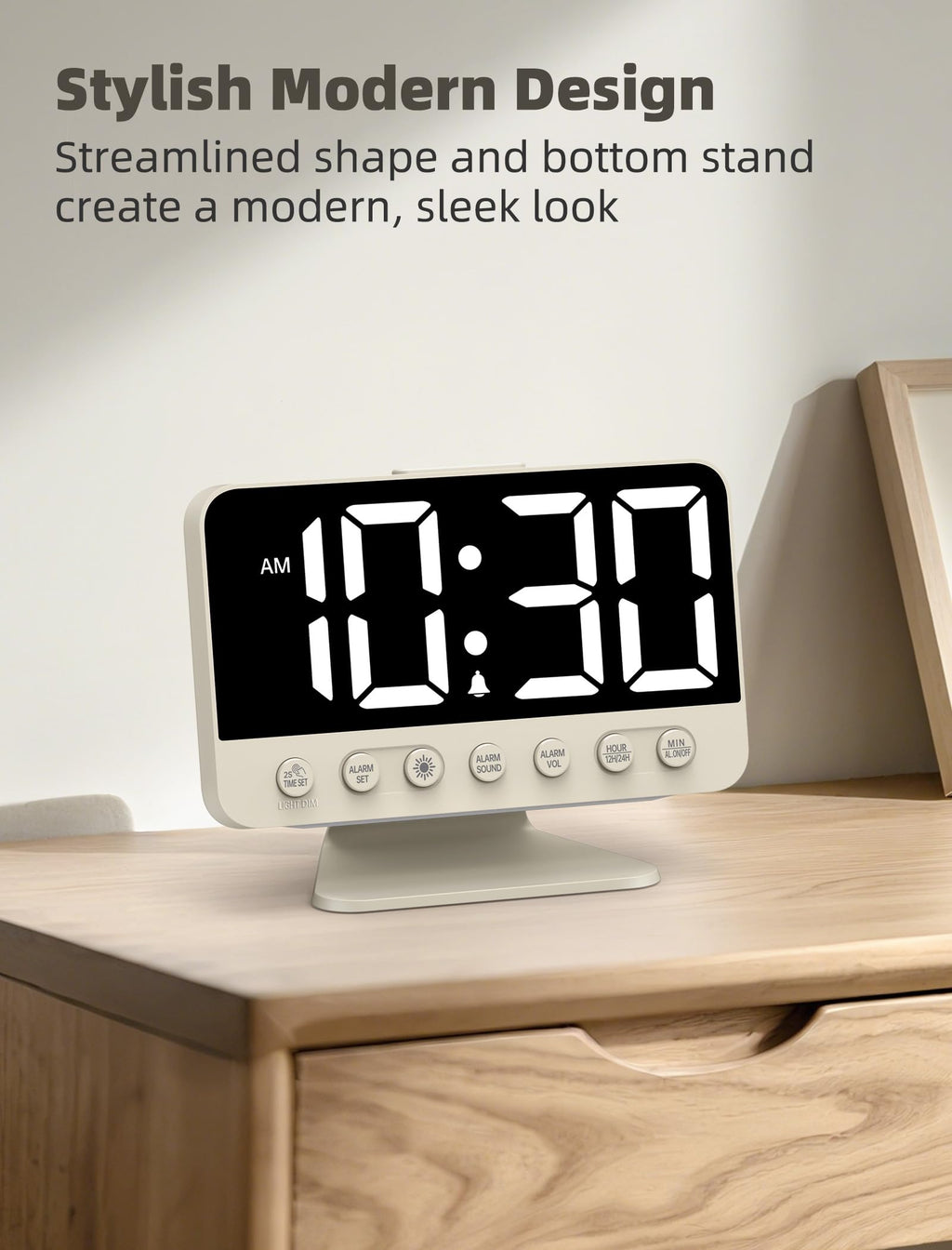 Odokee Digital Alarm Clocks for Bedrooms: Large Bold Number 5 Brightness Dimmer - Easy to Read Across The Room - 5 Alarm Sound 8 Night Light - Red