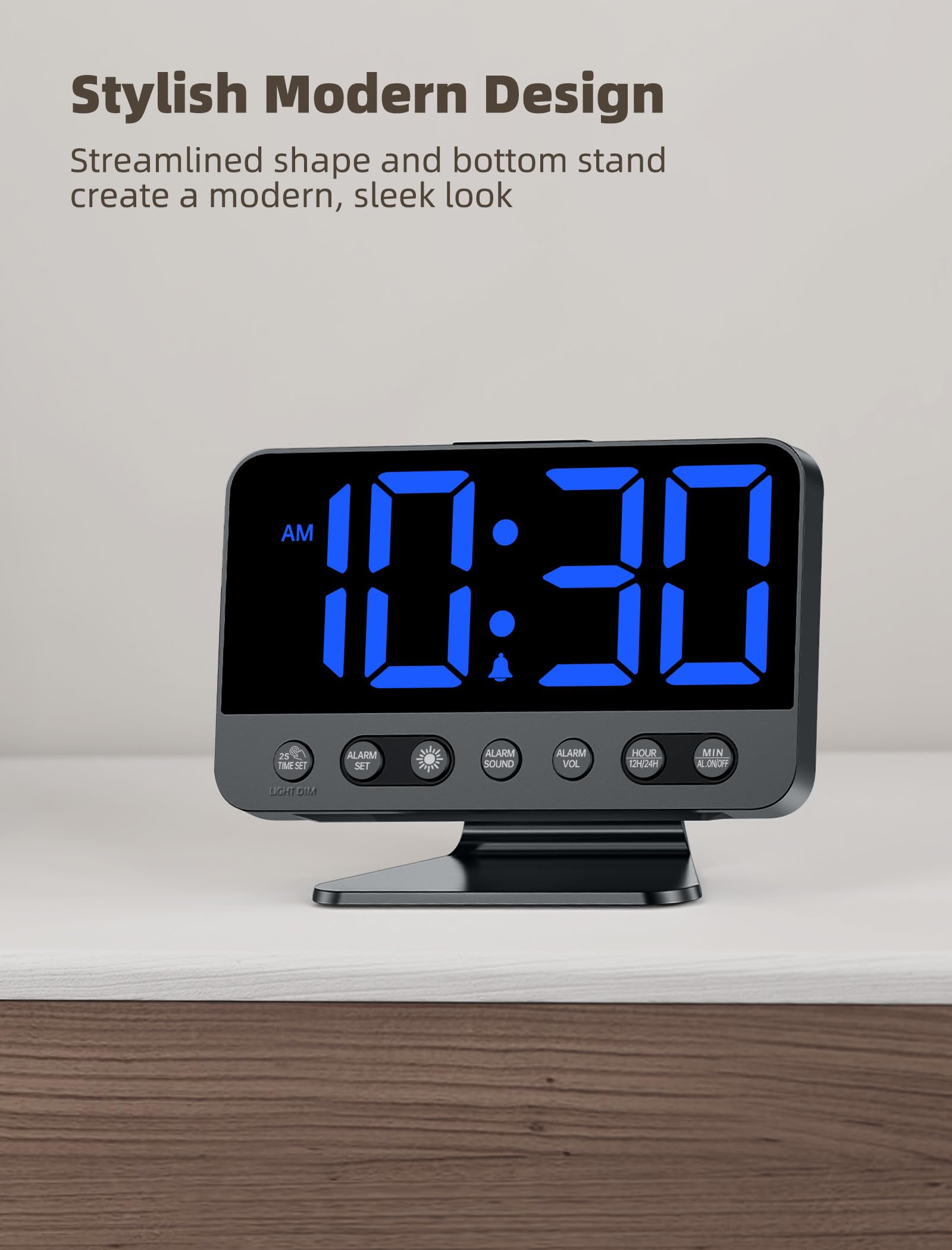 Odokee Digital Alarm Clocks for Bedrooms: Large Bold Number 5 Brightness Dimmer - Easy to Read Across The Room - 5 Alarm Sound 8 Night Light - Red