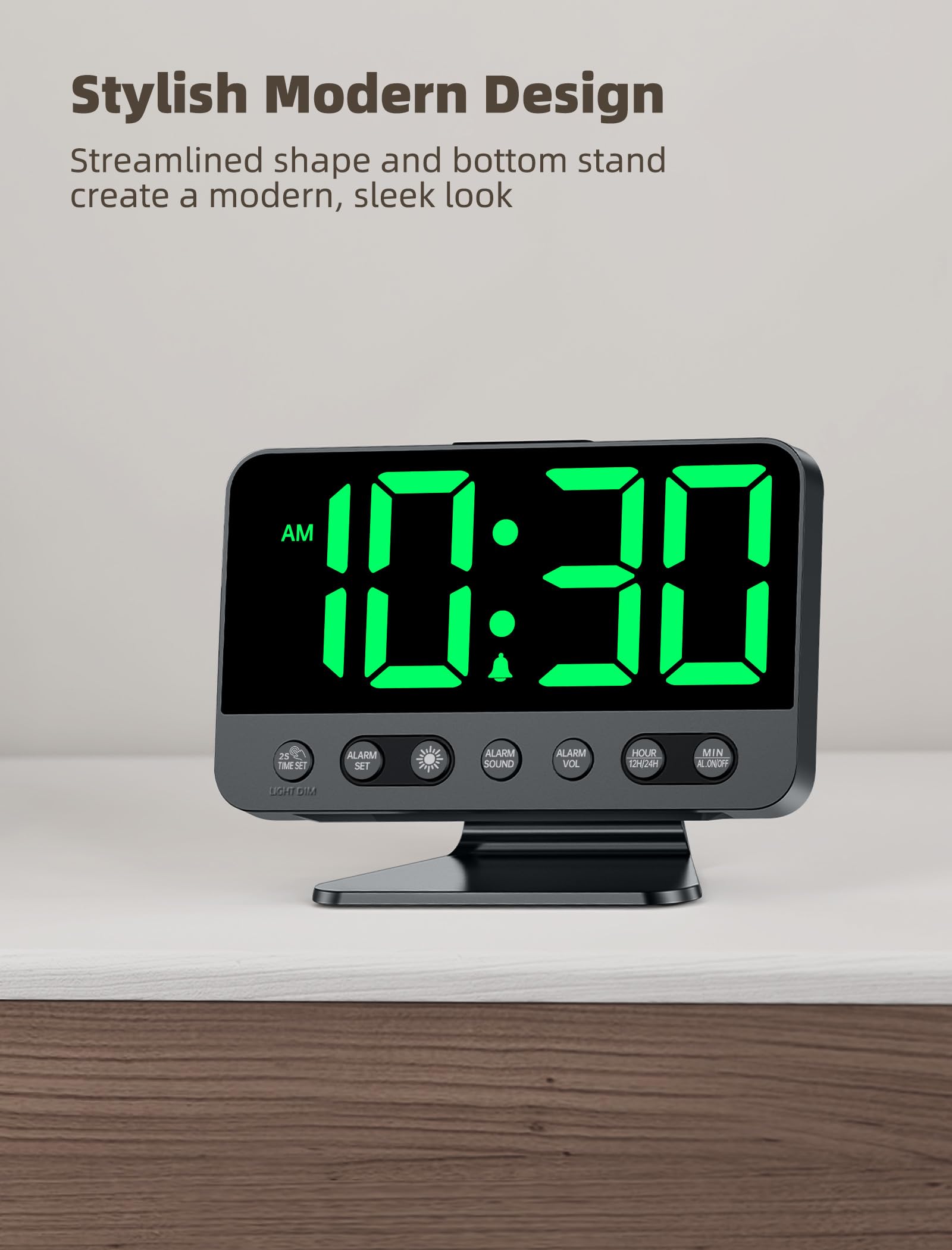 Odokee Digital Alarm Clocks for Bedrooms: Large Bold Number 5 Brightness Dimmer - Easy to Read Across The Room - 5 Alarm Sound 8 Night Light - Red