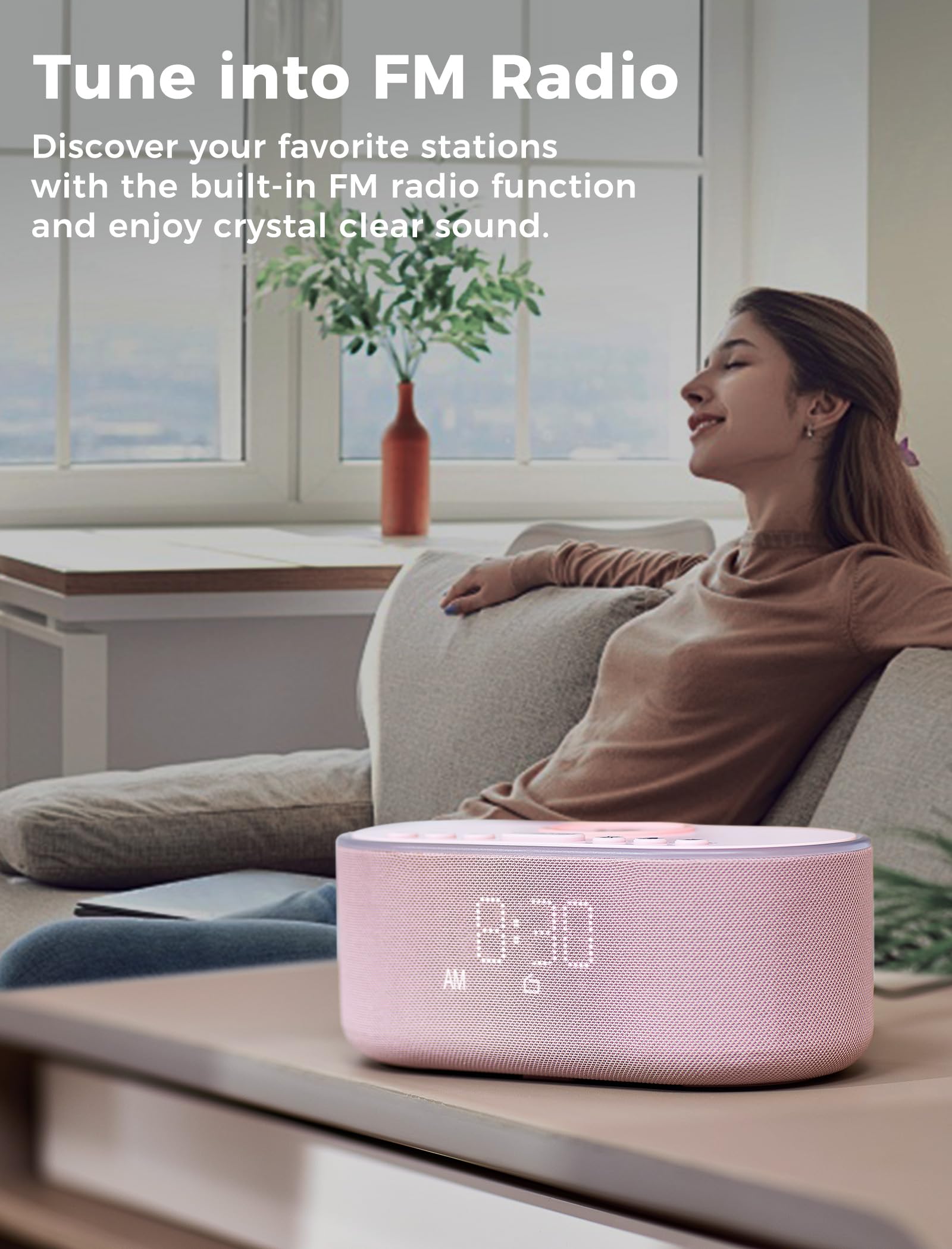 Odokee Wireless Charging Alarm Clock Radio: Qi Certified Fast Wireless Charger for iPhone Samsung - 10W Stereo Bluetooth Speaker - Dimmable Digital Clock with FM Radio for Bedroom Black